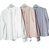 Single Tail Goods Chiffon Round Collar with Dark Button Kaihuai Long Sleeves Shirt Female Pure Color Professional Commute Elegant Bottoming Shirt