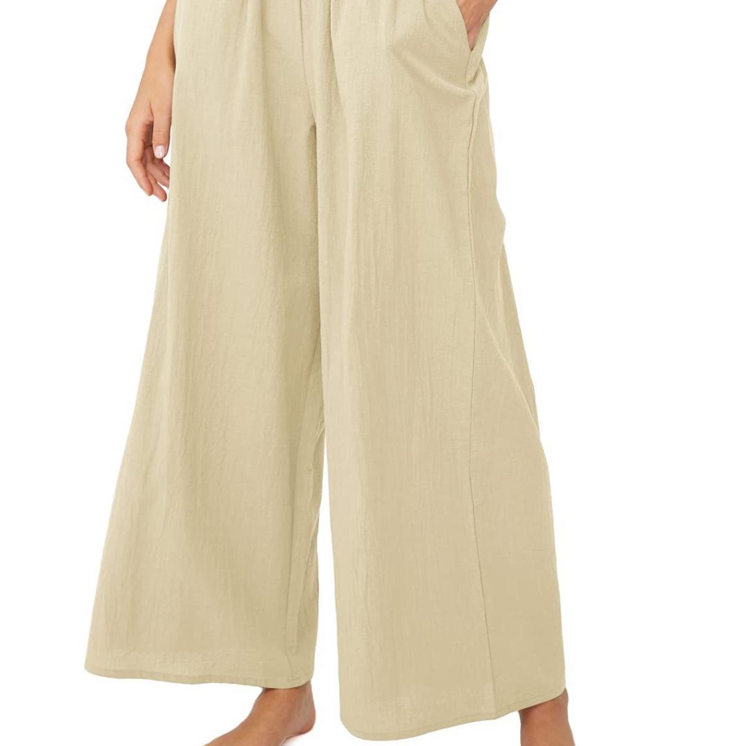 

Весняно-літні нові жіночі однотонні вільні повсякденні широкі брюки з високою талією 3XL хакі