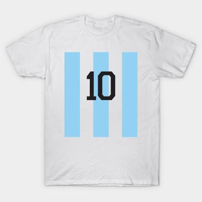 Men Black Print T-shirt Messi 10 No-Cut Heat Transfer Print Cotton Tshirt