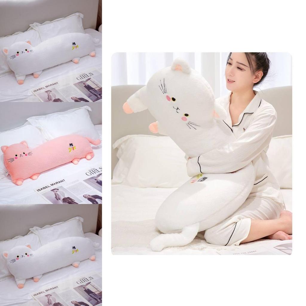 Cartoon Plush Cat Toy Stuffed Doll Sleeping Bed Headrest Decoration Kids Gift