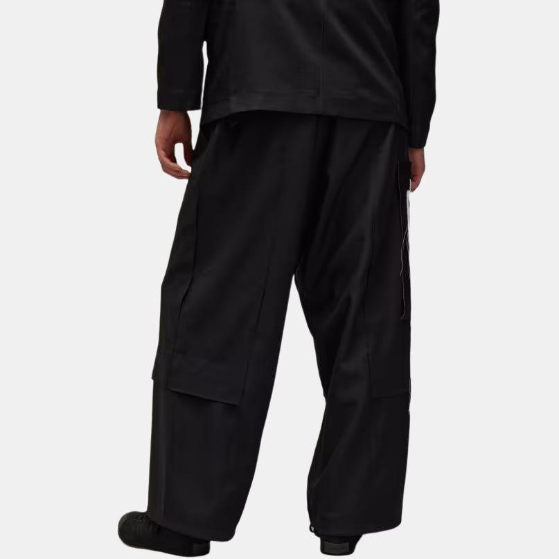 Y-3 Mid-Rise Loose Logo Wide-Leg Casual Pants Men pants Black JN3704
