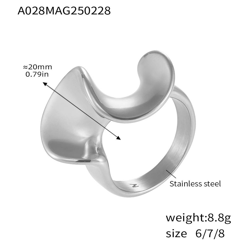 

1 шт. Модное кольцо в стиле OL с волнистой скруткой, нерегулярное, парное, из нержавеющей стали с PVD-покрытием, без потери цвета, кольцо для женщин для повседневной носки 8