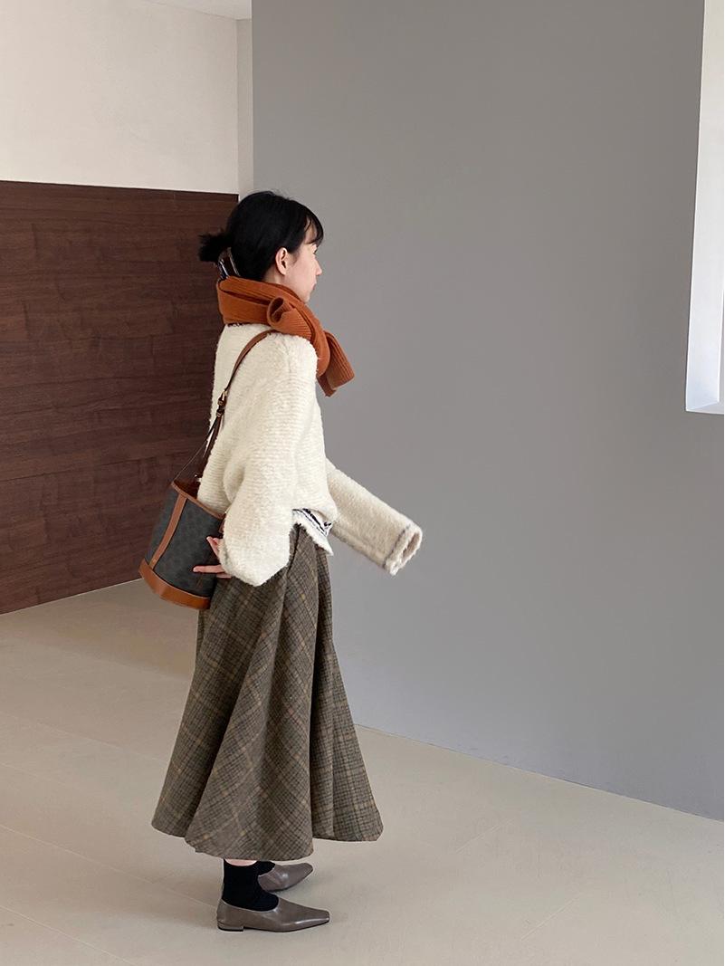 

Юбка Jiangzuo 3D Cut Retro из шерсти в клетку 6167 S