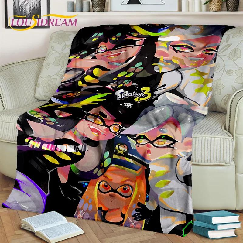 Cartoon PC Gamer 3D Games Splatoon Blanket,Soft Throw Blanket for Home Bedroom Bed Sofa Picnic Travel Office Cover Blanket Kids