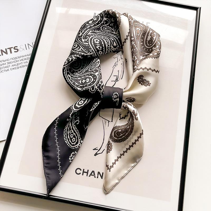 New Women's Silk Satin Hair Scarves Fashion Square Printed Headscarf 70cm Professional Accessories Designer Scarf Headband