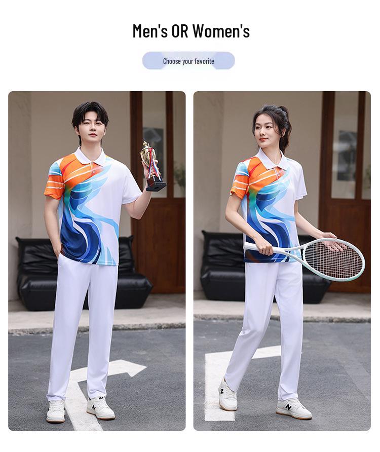 Unisex Summer Sportswear Set: Matching Polo Shirt & Long Pants, Quick-Dry & Breathable