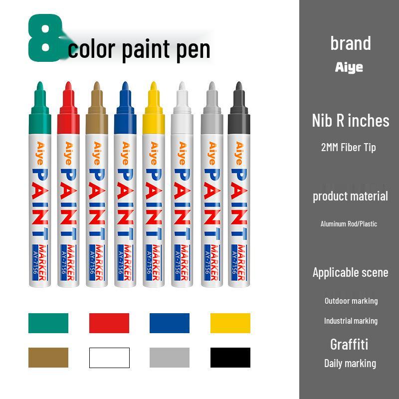 Stylo Peinture Imperméable à Séchage Rapide 2 mm pour Retouches sur Pneus - Résistant à la Décoloration Noir et Blanc
