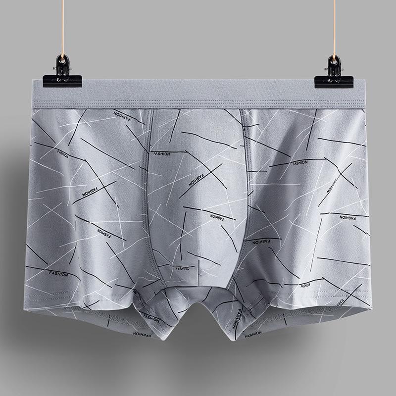 Men's 3D Printed Pure Cotton Boxer Briefs with U-Pouch, Mid-Waist.