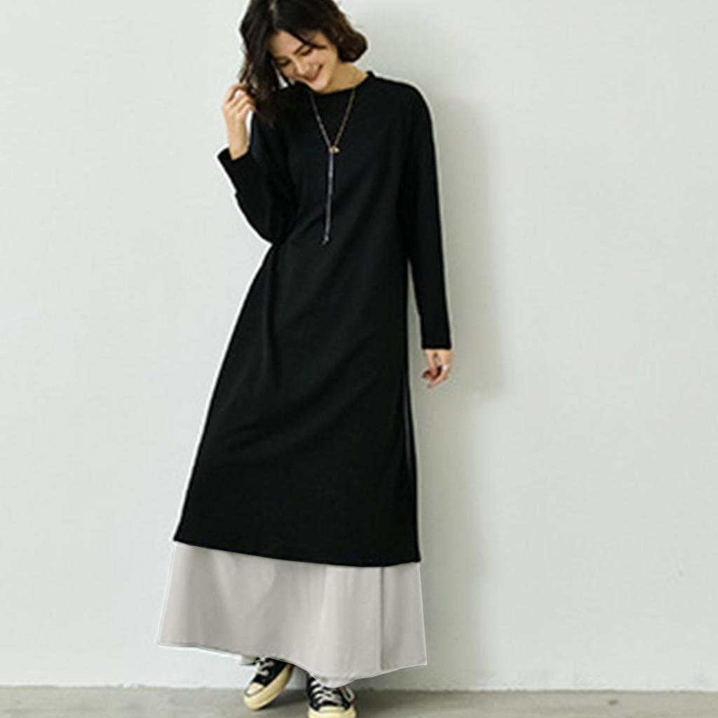 HarnyLoom Long Long Loose Commuting Women's Dress, Fall/Winter, Sleeve, Two-Piece Set, Fit, Figure-Flattening, A-Line, Casual, Cute, Stylish, Warm,