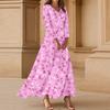 Dresses For Womens Vintage Flower Tunic Waisted Midi Dress Summer Casual  3/4 Sleeve Dress
