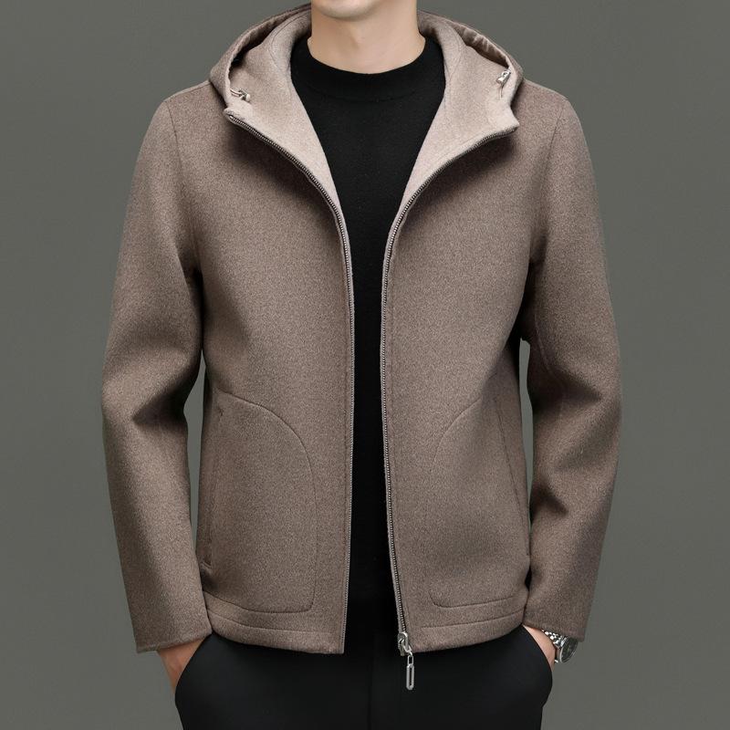 Men's Reversible Wool Hooded Jacket - Autumn/Winter Casual Loose Baseball Style Coat