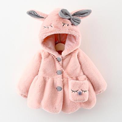 Rabbit Ears Plush Baby Jacket Christmas Sweet Princess Girls Coat Autumn Winter Warm Hooded Outerwear Toddler Girl Clothes