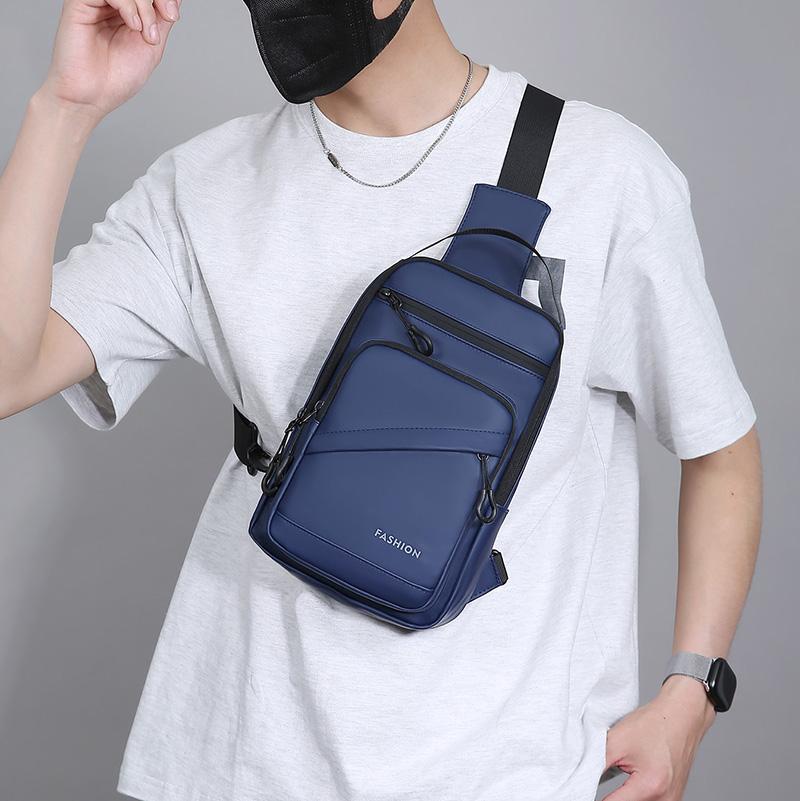 Męska torba crossbody w jednolitym kolorze, sportowa torba na klatkę piersiową na zewnątrz, torba na ramię o dużej pojemności dla dojeżdżających do pracy