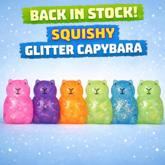 Squeezable Capybara Stress Relief Toy Glitter Capybara Sugar Stress Ball Soft Stretchy Relaxing Animal Pinch Fidget Toy