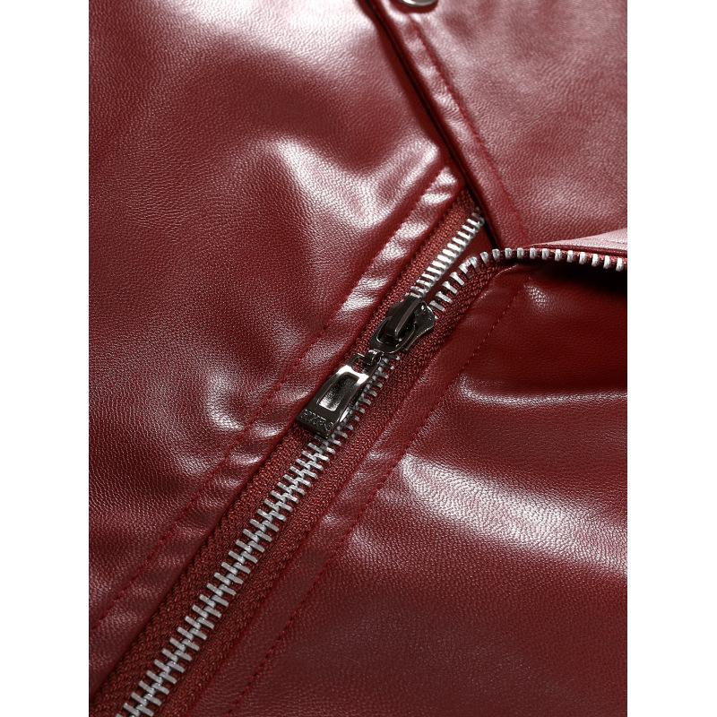 Men's Leather Jacket Spring And Fall Leather Jacket Handsome Horizontal Zipper Biker Suit Large Size Jacket