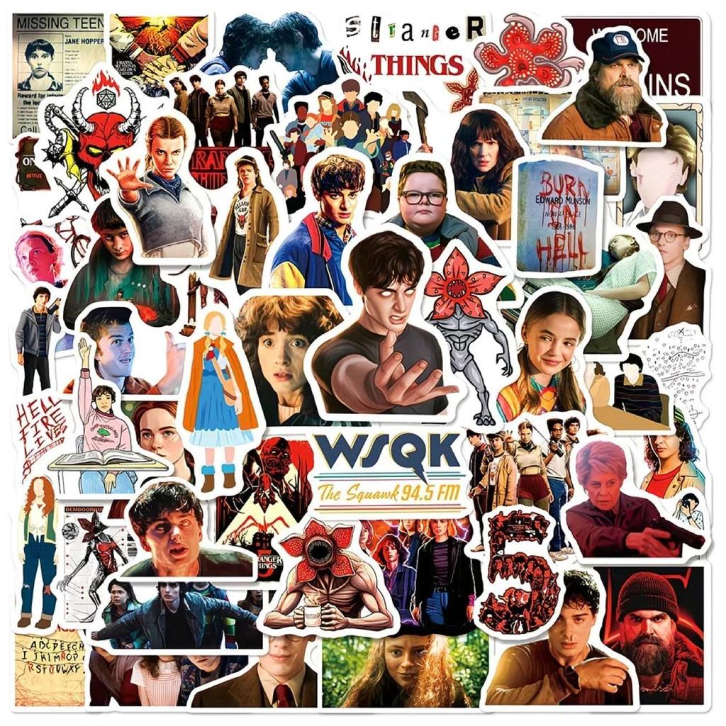 54 PCS Stranger Things Stickers,Stickers Movie Anime Stickers for Laptop Journal Skateboard Guitar Luggage