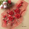 New Chiffon Three-dimensional Flower Cloth Stickers Beaded Mesh Embroidery Cloth Stickers Lace Patch Clothes Decoration Accessor