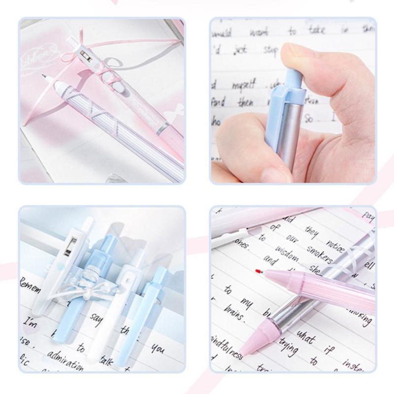 4 Pcs 0.5mm Gel Ink Pen Ballet Strap Bows Neutral Pen Retractable Black Ink Gel Pen Lovely Pressing Pen for Journaling