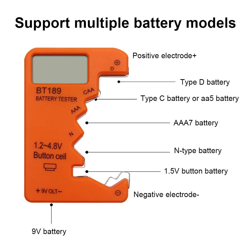 Digital Battery Tester LCD Display AA/AAA/9V/1.5V Button Cell Battery Capacity Check Detector Capacitance Diagnostic Tool