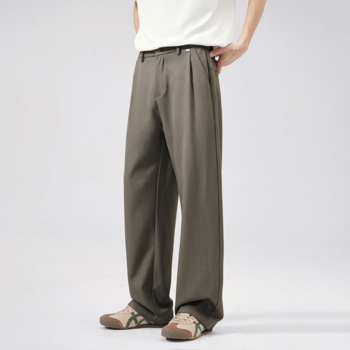 Fashion trendy brand anti-wrinkle drape straight pants men's daily commuting loose wide-leg casual long pants