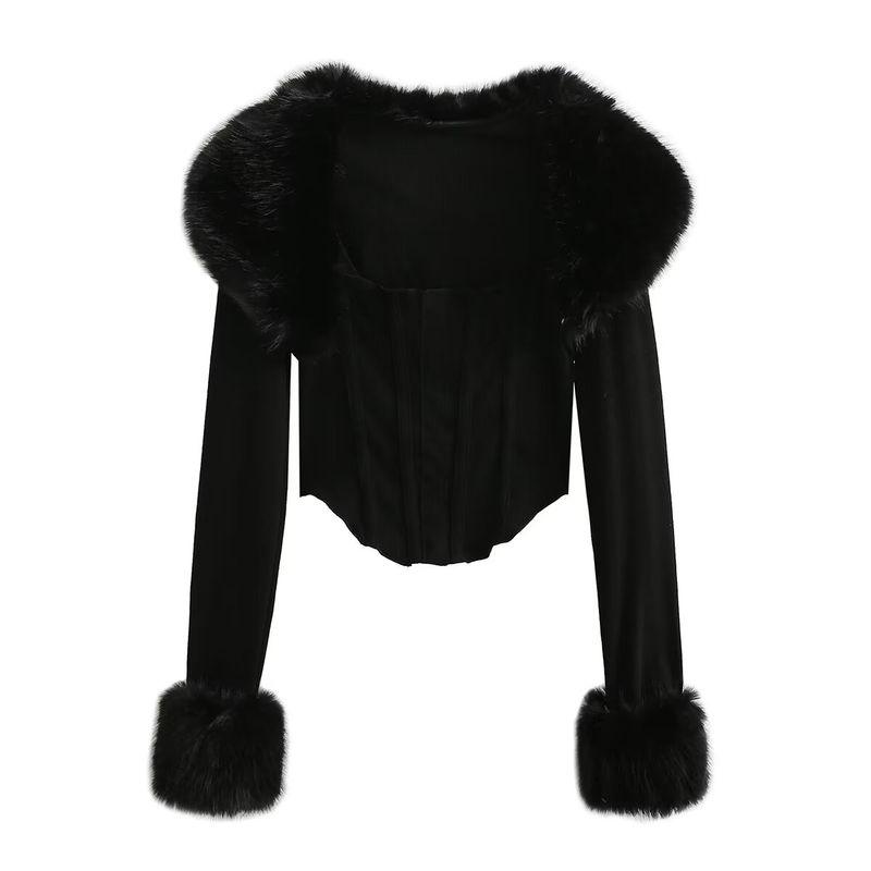 Yi Mengling Same Style European and American Guizio Fur Collar Shawl Outerwear Socialite Sexy Sling Autumn and Winter Gyaru Two-piece Set