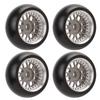 4pcs RC Drift Tire Aluminum Alloy Stable Flexible Drift Car Tyre for Wltoys 1 28 RC Car Titanium Color