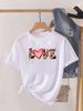 Cute Love Letter Heart Print T Shirt Women Love You Letter Graphic Short Sleeve Casual Summer Aesthetic Valentines Daily Tee