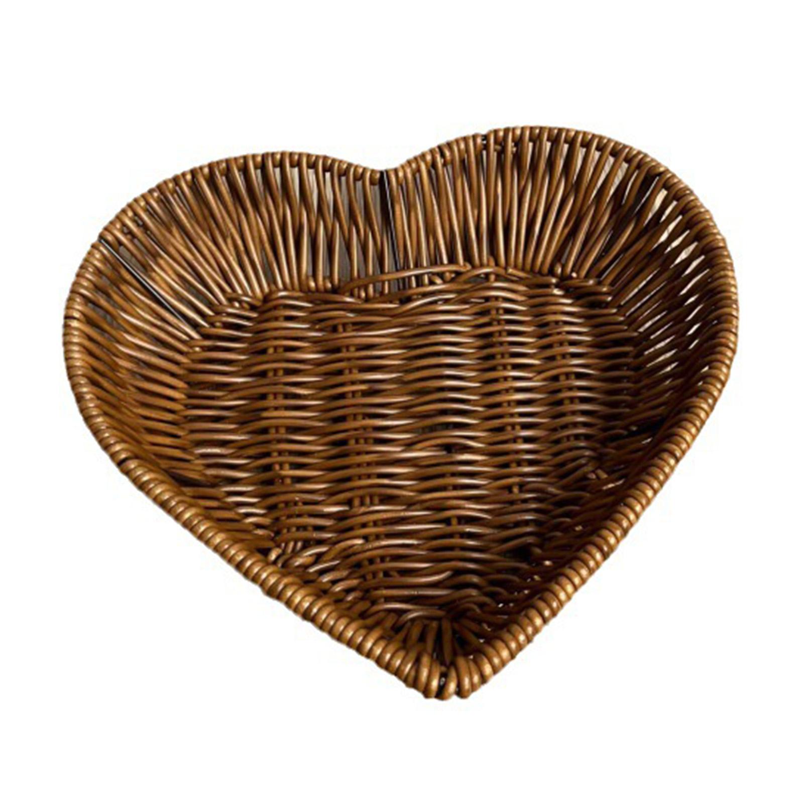 

Имитация ротанговой плетеной корзины для фруктов, настольные корзины для хранения в форме сердца для домашней кухни, декоративный поднос для овощей в стиле ретро 22x20x5