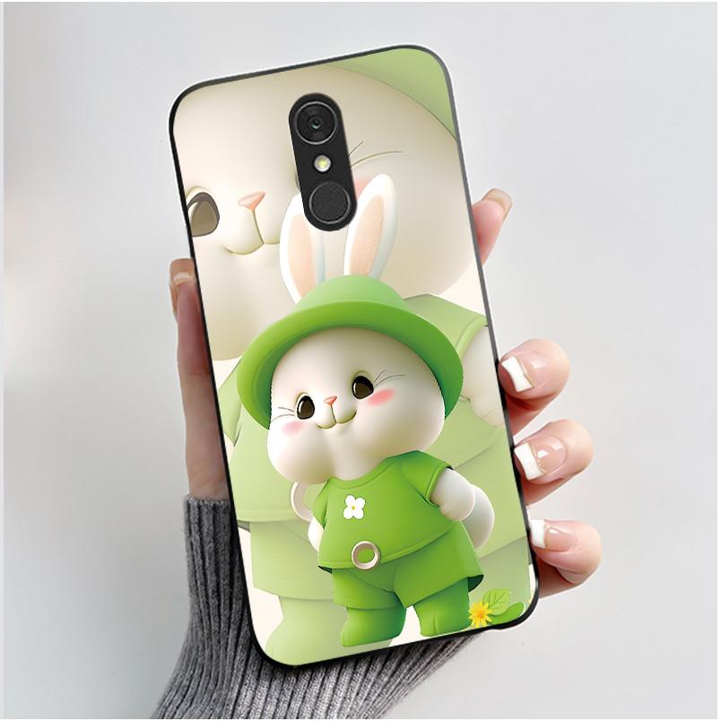 For LG Q7 Plus Q7+ Q7a Phone Case Luxury Cute Love Rabbit Funny Soft Silicone Black TPU Protective Cover For LG q7 LM-Q610 Case