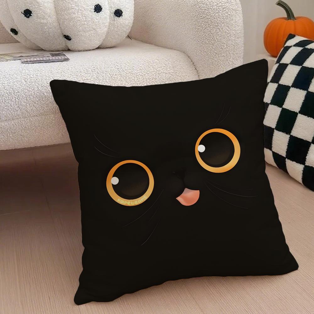 Cute Art Cat Eyes Cushion Cover Throw Pillow Cover Hidden Button Durable Polyester Chair Cushion