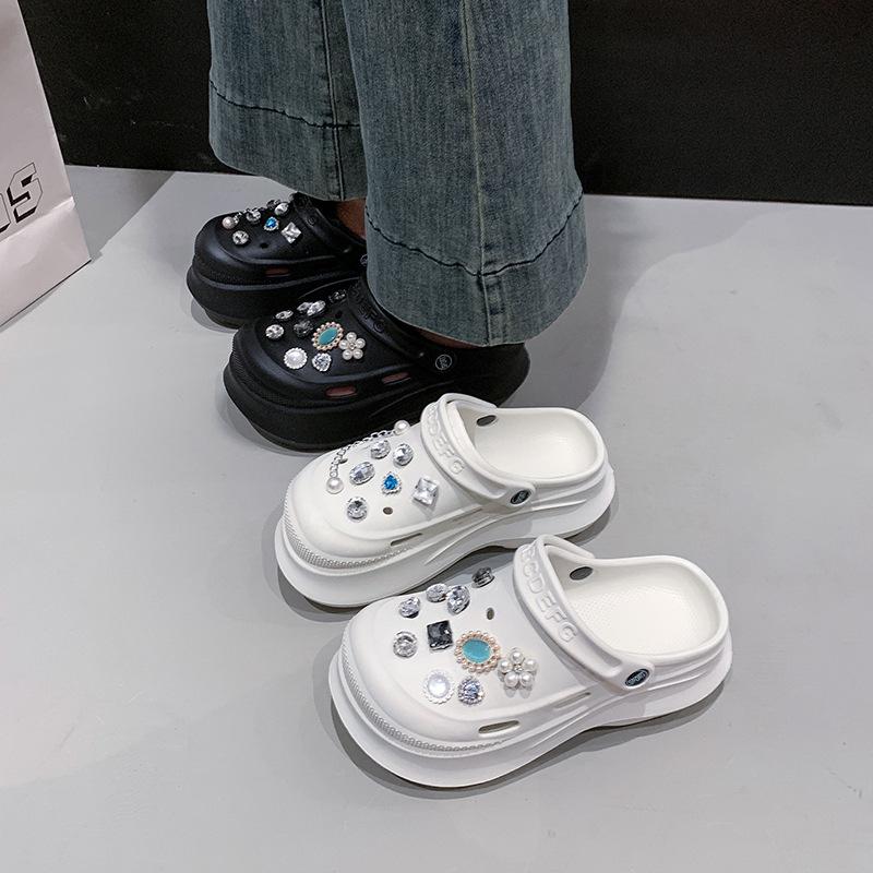 

Hole shoes women wear new summer versatile thick-soled heightening non-slip beach cool slippers 36-37 білий