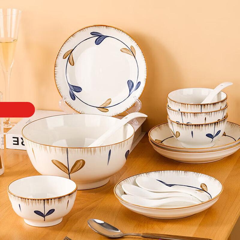JingJingRS Lanting Xu Japanese Ceramic 10-Piece Dinnerware Set