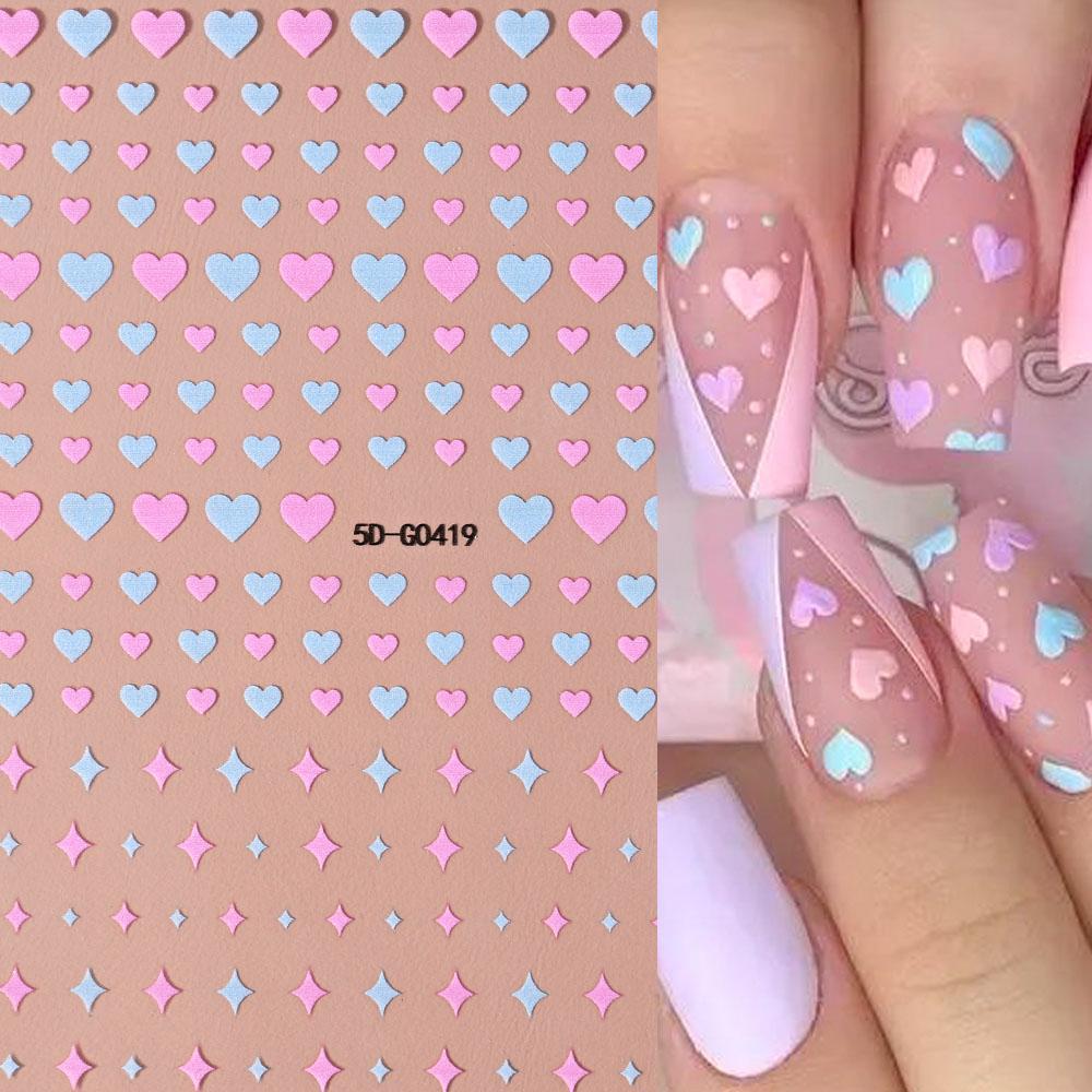 5D Embossed Sexy Red/Pink Lips Nail Stickers Self-Adhesive Blooming Red Lips Nail Decal Romantic Luxy Lady Lips Manicure Slider