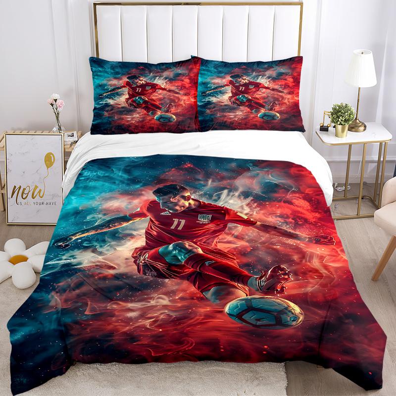 3pcs England Football Player Artwork Home Bedding Set-Perfect for Bedroom, Guest Room, Living Room, Hotel Decor-Ideal Gift for Fans, Travele