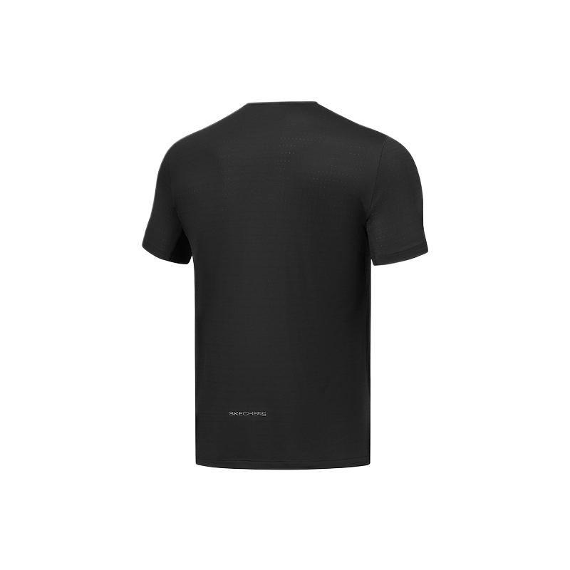 Skechers Godri Comfortable Sports Series Soft Fashionable Versatile Short Sleeve T-Shirt Men tops Carbon-Black P225M020-0018