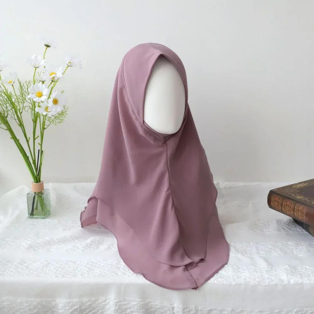 

Chiffon Hijab Jersey Hijabs for Women Turban Malay Pullover Headgear Double Layer Solid Color Headscarf Bonnet Hijab Turbante