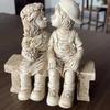 Decorazione Giardino Scultura Tenera Bambini Che Si Baciano Sulla Panchina Decorazione Soggiorno Giardino Fatato Figure Decorative