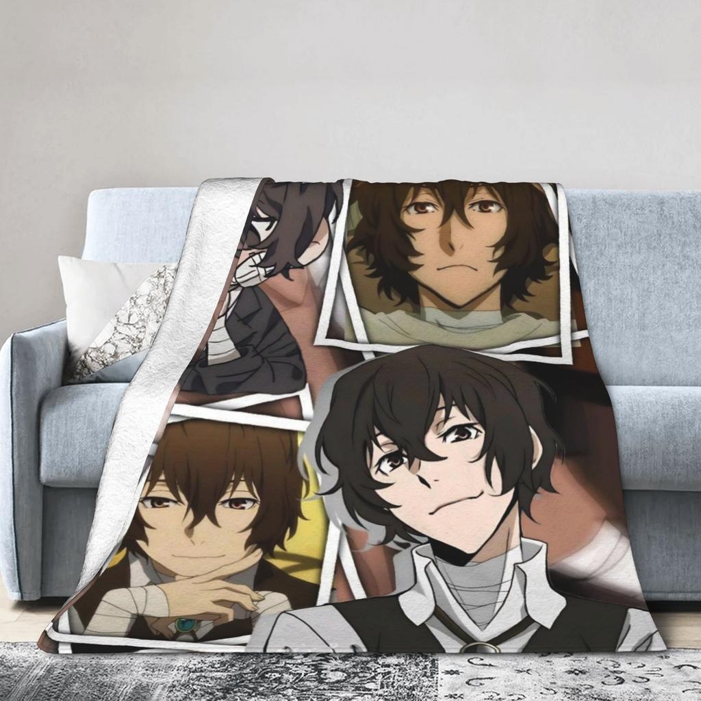 Dazai Bungo Stray Dogs Blankets Super Soft Funny Plush Throw Blanket For Kids Adult Couch Bed Flannel Bedspread Bed Cover