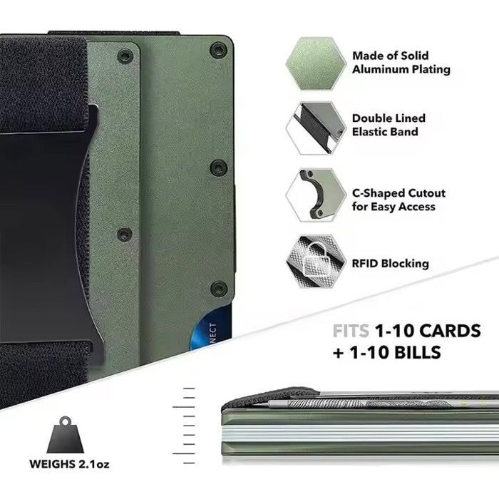 Card Holder Wallet - Aluminum - Black - RFID Blocking - Elegant Design - 10 Cards Max