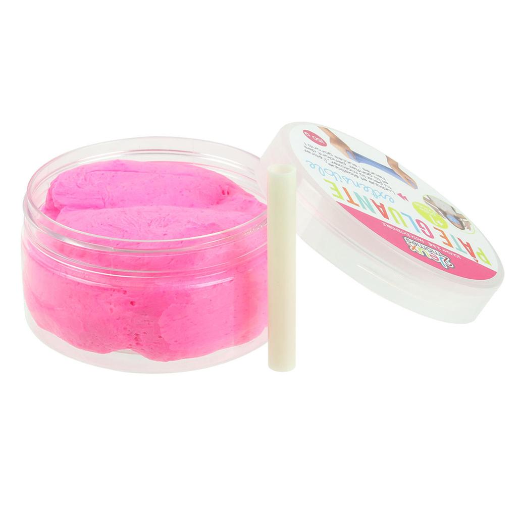 Les Trésors De Lily [R2371] - Pate gluante et extensible 'Slime' rose mat (avec paille) - 150g