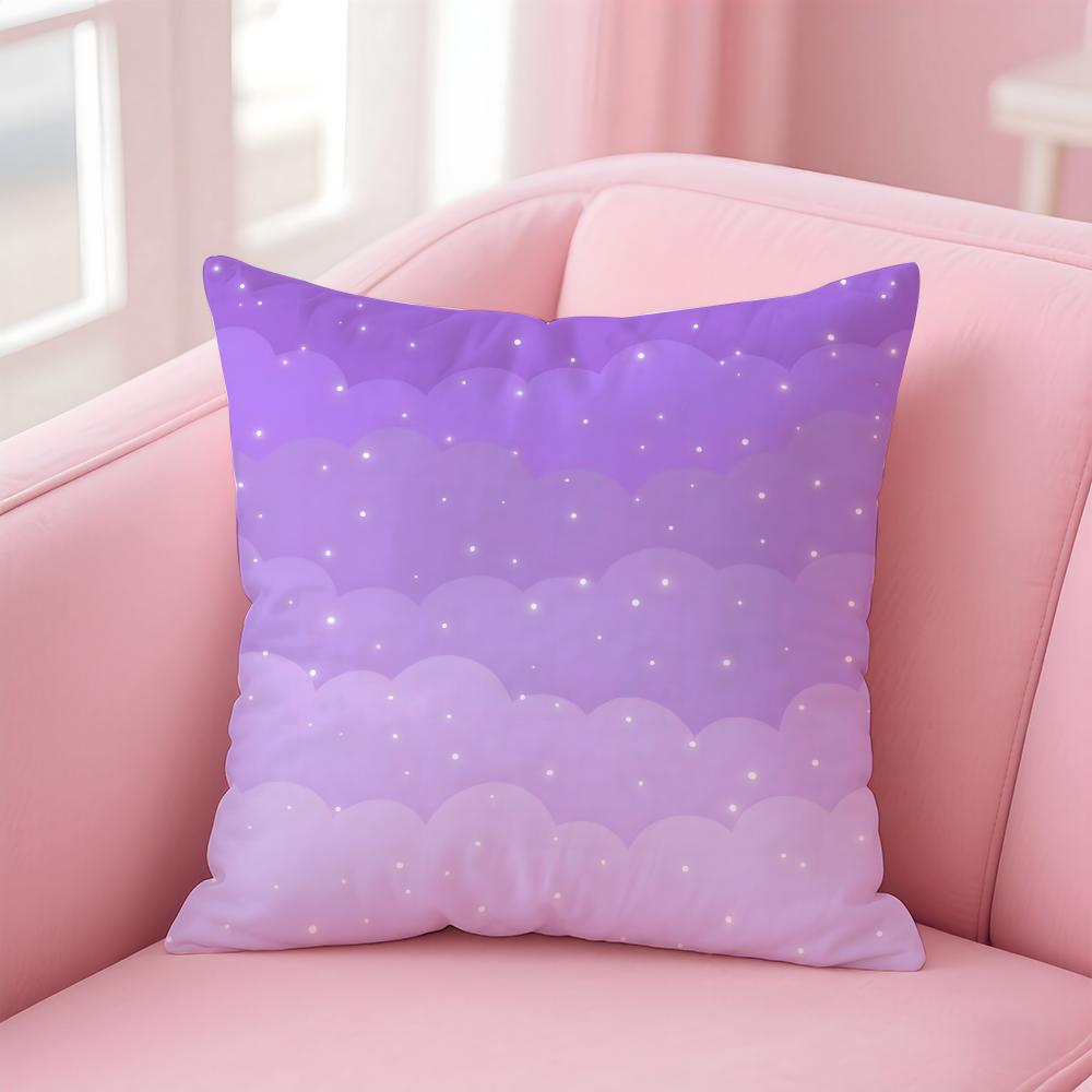 Mystical Elegant Purple themed artistic prints Cushion Cover Pillowcase Short Plush Invisible zipper Room Sofa Cushion Cover