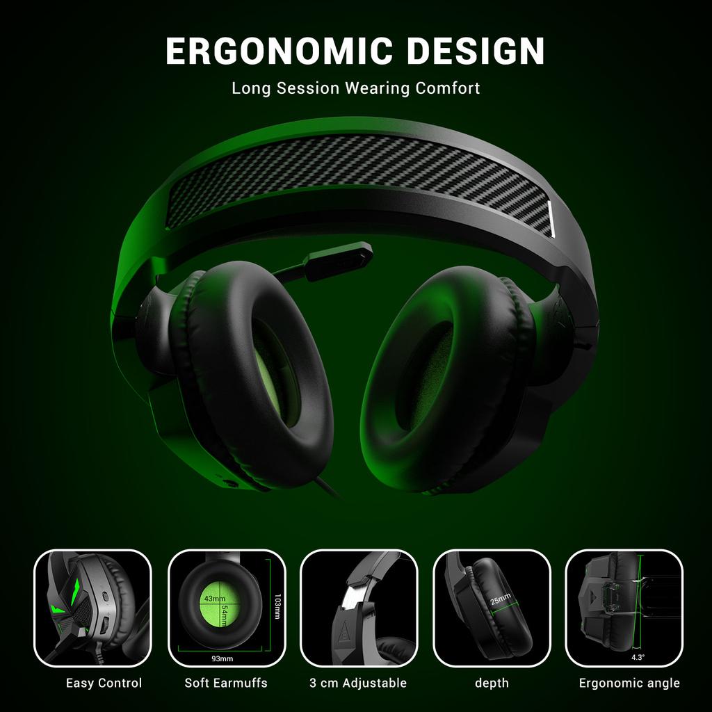 Słuchawki do gier Headset Gamer 3,5 mm przewodowe do komputerów PC/Xbox/PS4/PS5 z mikrofonem z redukcją szumów, słuchawki nauszne do komputera