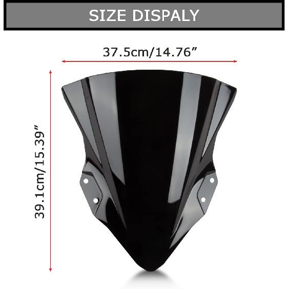 Windshield Windscreen Double Bubble for Ninja 400 EX400 250 2018 2019 2020 2021 2022 2023 (Black)