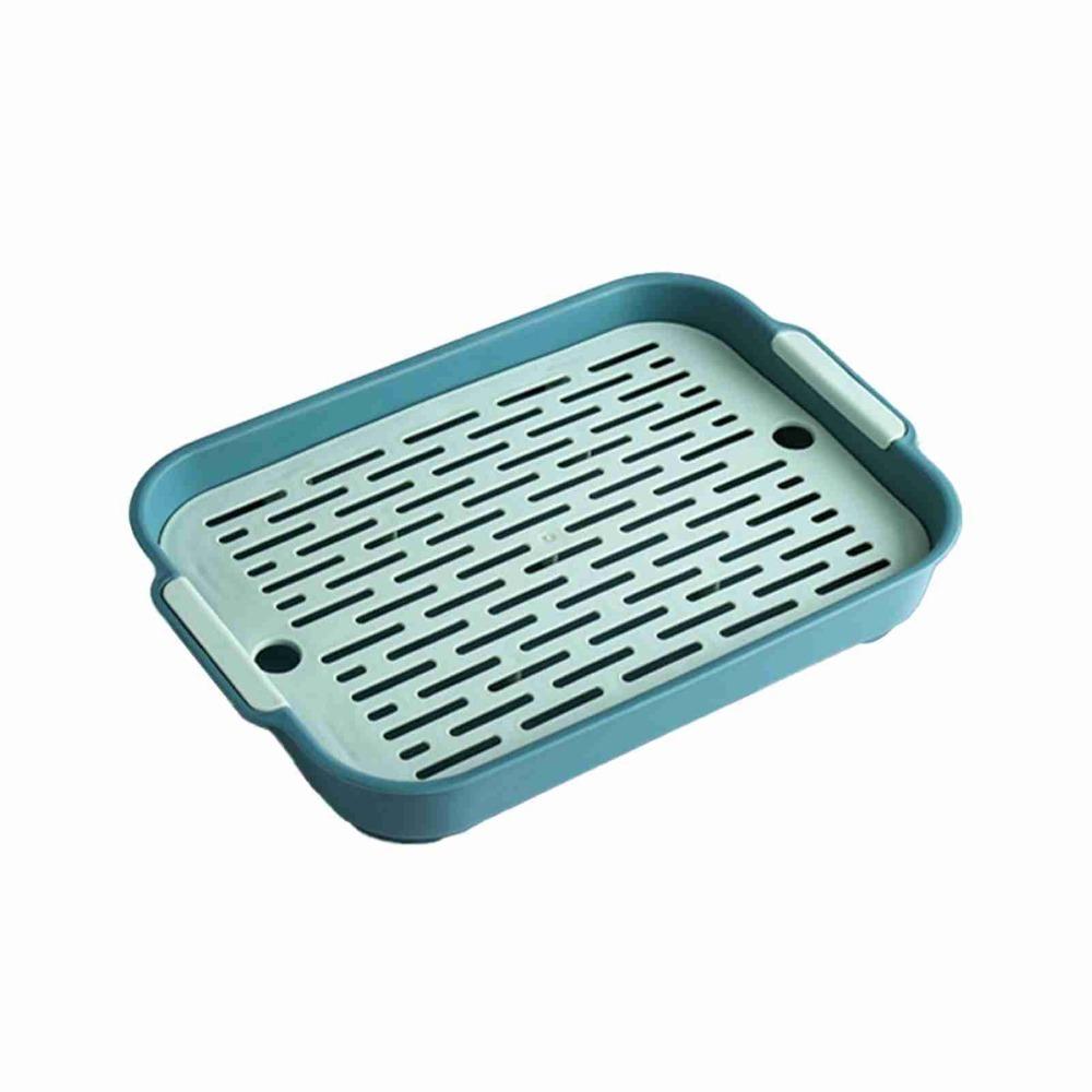 Easy Clean Double Layer Drain Tray Rectangular Plastic Cup Holder Hollow Small Size Storage Tray Cup Drain зелёный