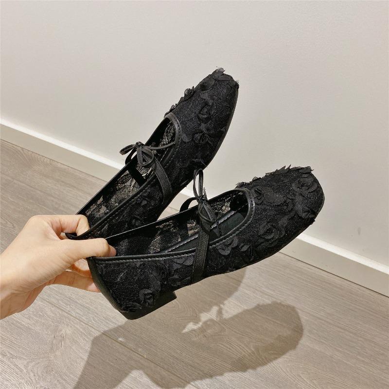 2026 Frühling Spitze Blume Damen Mary Jane Schuhe Mode Slip-On Komfort Straßenstil Weiche Sohle Damen Kleider flache Schuhe