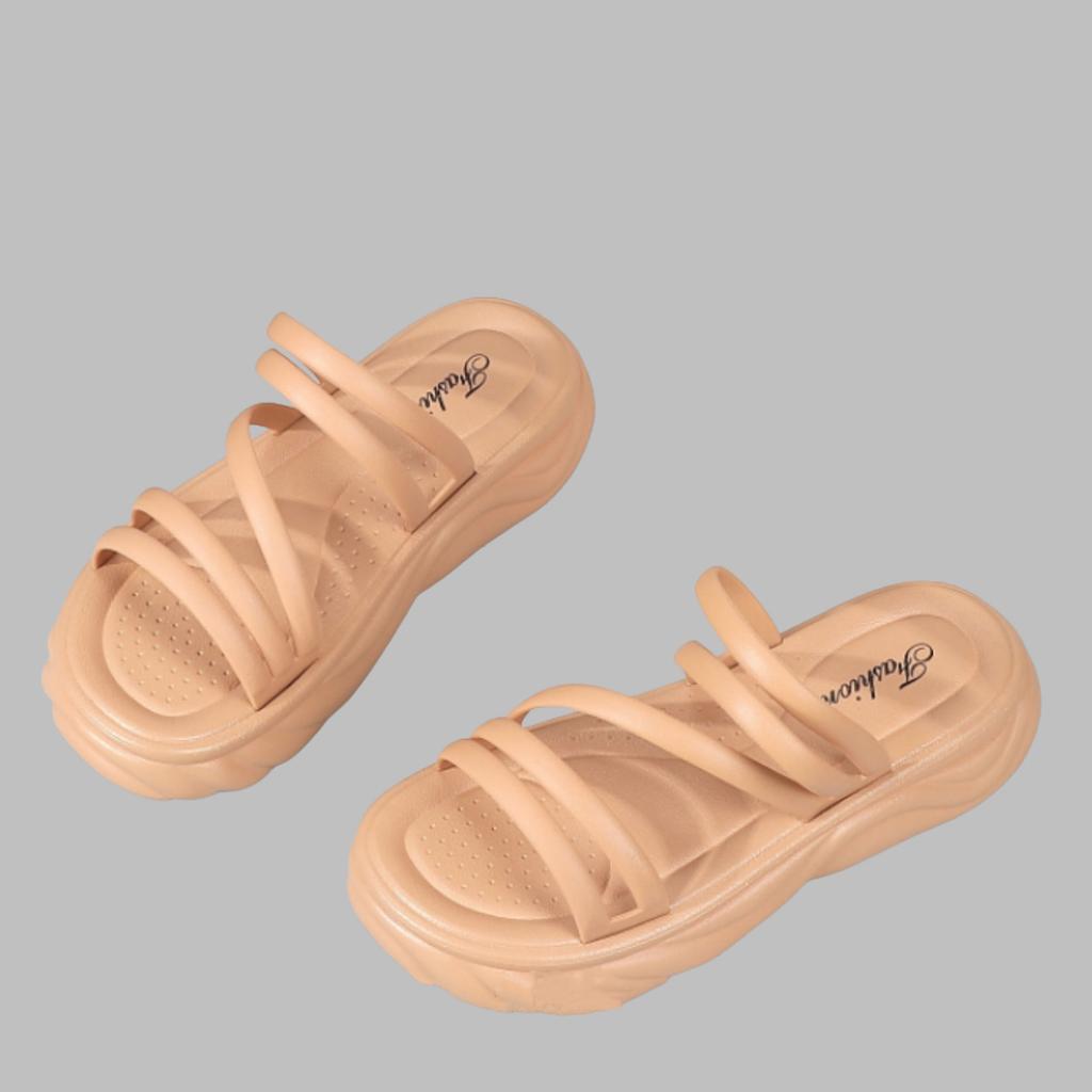 Women Fashion Thick-Sole Sandals Summer Outdoor One-Strap Beach Slippers Soft Cushion Feel