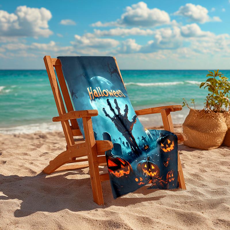 1Pc Spooky Halloween Night Beach Towel Quick Dry Multiuse For Beach Pool Gym Yoga Home Travel Christmas Halloween Xmas Gift G125