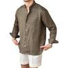 Spring Fall Men Shirt Stand Collar Single-breasted Long Sleeves Buttons Solid Color Cardigan Formal Business Style Office Top