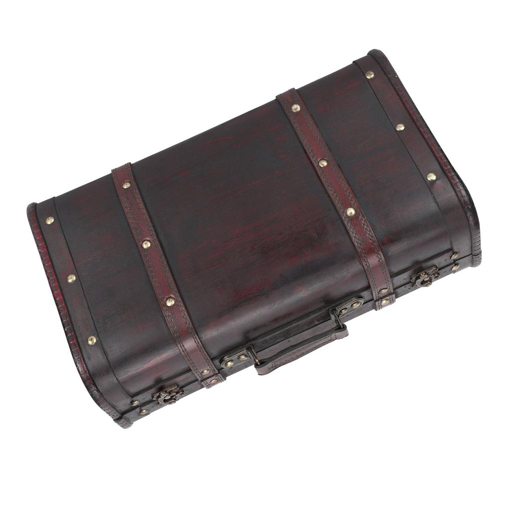 Portable Antique Suitcase Wooden Case Photography Props Craft Decoration Box Ornament