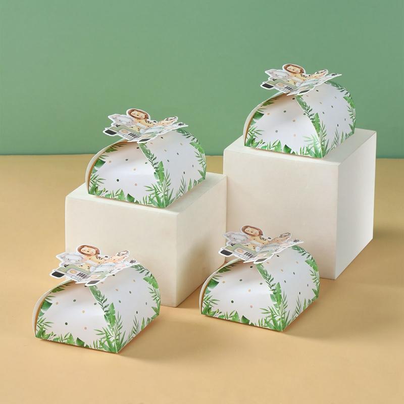 12pcs Paper Jungle Animals Candy Box Wedding Party Safari Birthday Party Decoration Baby Shower Gift Box Chocolate Cookie Bag